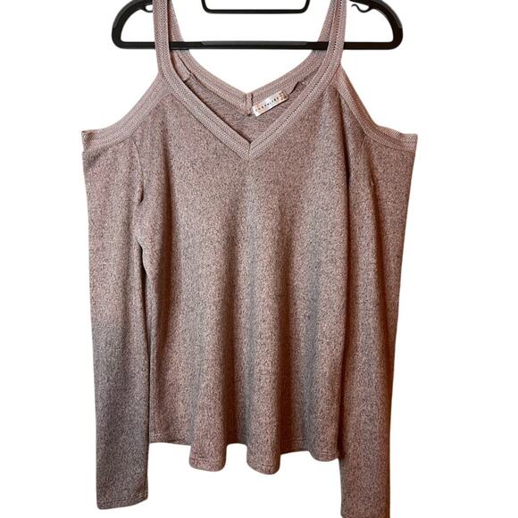 Retrology Sweater Off The Shoulder Cut Out Lightweight Soft Pink Women"s Medium - Picture 2 of 3